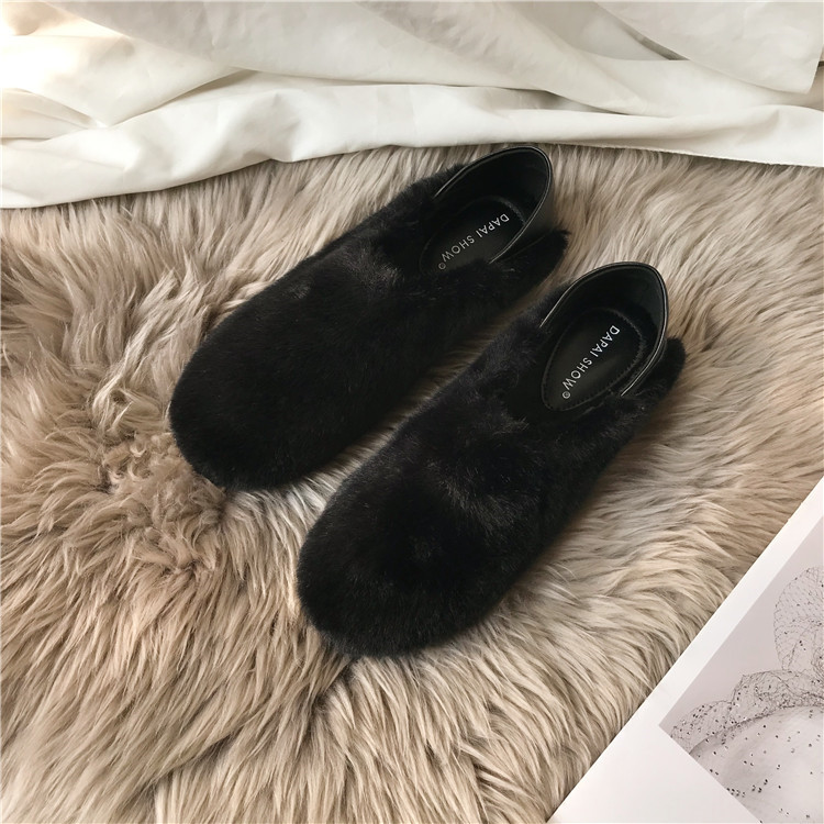 レディーススリッポン 幅広裏起毛スリッポン厚底暖かレディース靴