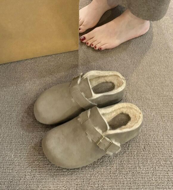 レディーススリッポン 幅広ボア裏起毛スリッポン レディース靴