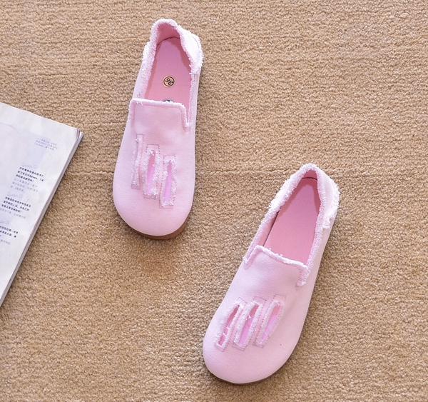 レディーススリッポン ふんわり縫い糸デザイン幅広レディーススリッポン