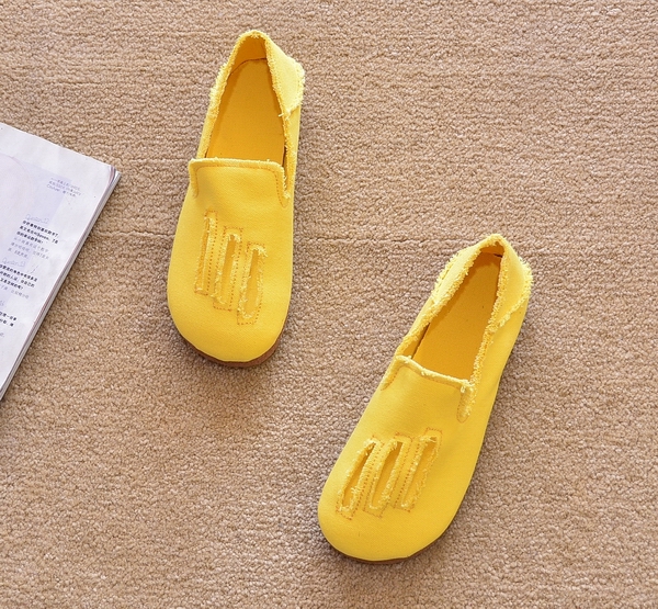 レディーススリッポン ふんわり縫い糸デザイン幅広レディーススリッポン