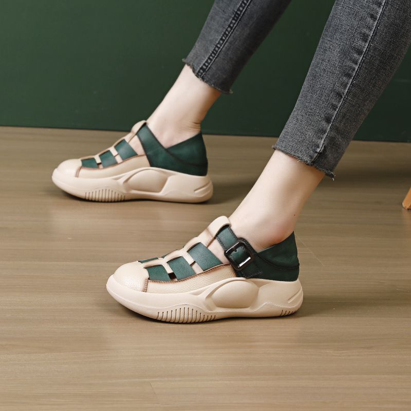 レディーススリッポン 厚底スポーツサンダル 脚長効果 履き方二通り対応