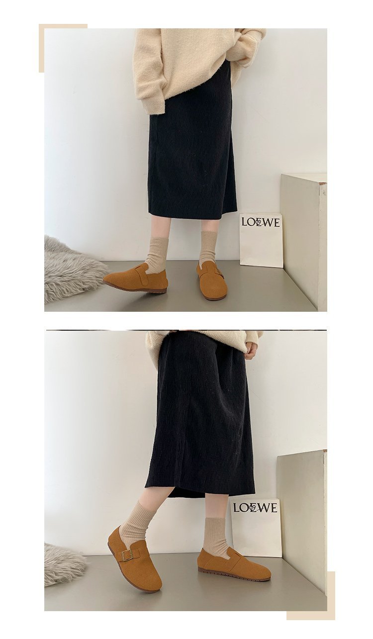 レディーススリッポン 幅広設計 レディース ぺたんこ ミュール かかとなし 履きやすい靴