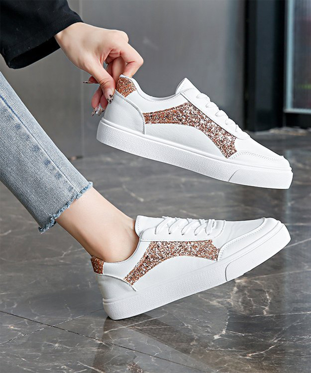 レディーススリッポン 厚底スパンコールスニーカー 美脚ローカット靴