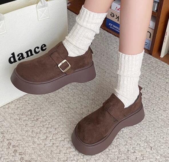 レディーススリッポン 厚底スリッポン レディース 丸トゥ ベルト付き 靴