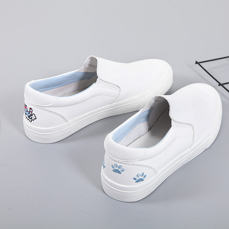 レディーススリッポン 可愛い動物の足跡柄厚底スリッポン