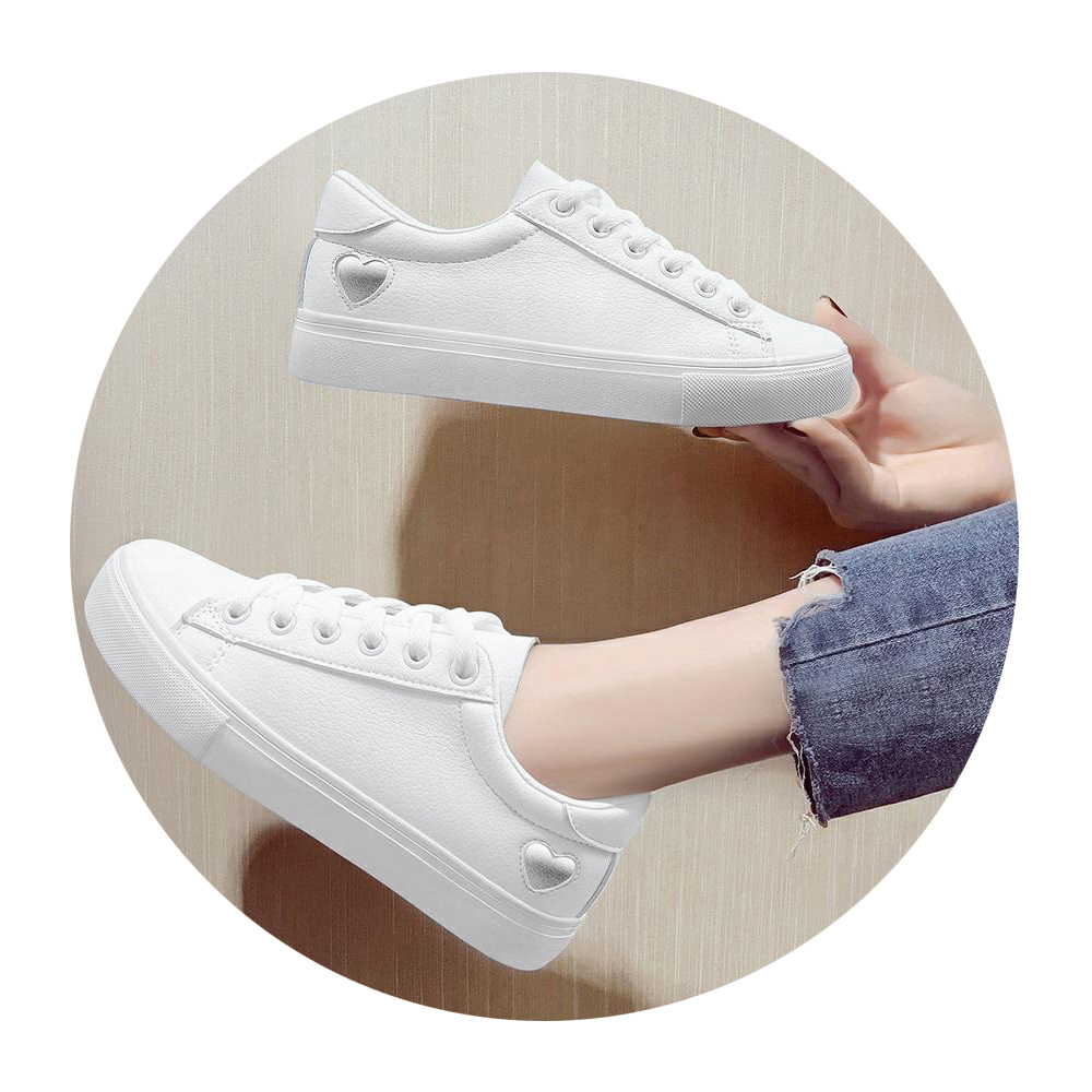 レディーススリッポン 厚底スニーカー レディース ハート柄 レースアップ 履きやすい
