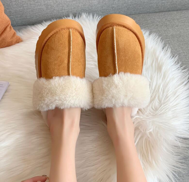 レディーススリッポン レディース厚底保温サンダル ふわふわもこもこ冬用外履き