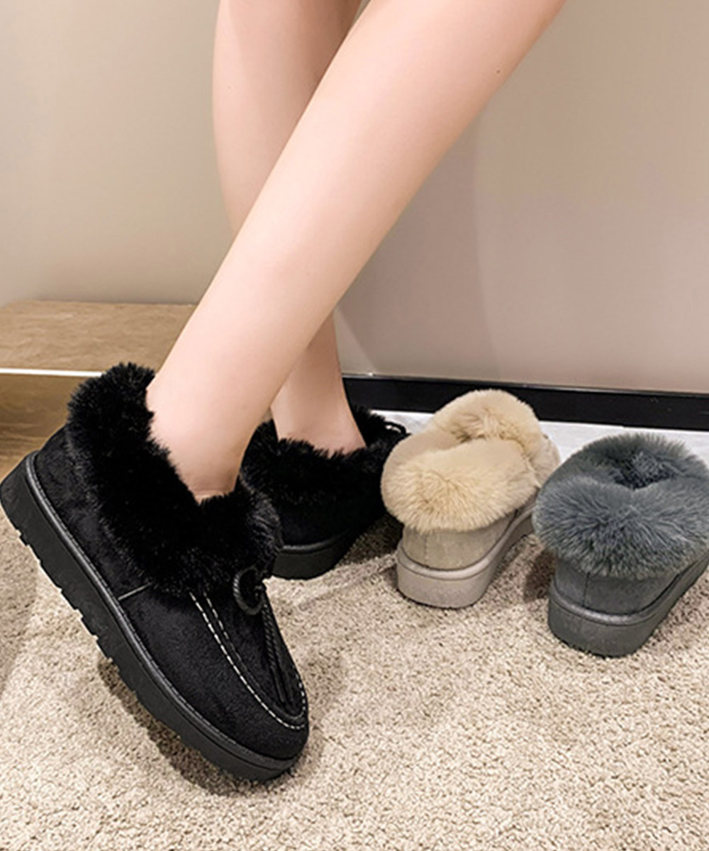 レディーススリッポン 幅広対応 ふわふわボア モカシン 女性用 暖か冬靴