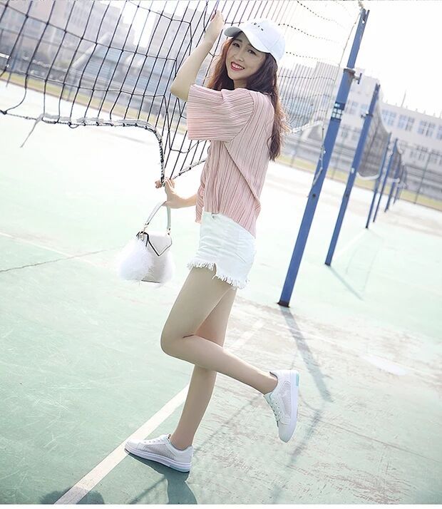 レディーススリッポン 厚底メッシュ運動靴 白 脱ぎ履き簡単 美脚効果 レディース