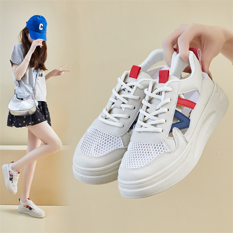 レディーススリッポン 学生向け厚底メッシュスニーカー 通気性抜群カジュアルシューズ