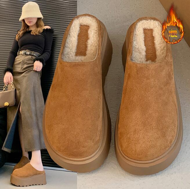 レディーススリッポン 裏ボア厚底スリッポン保温靴3色展開