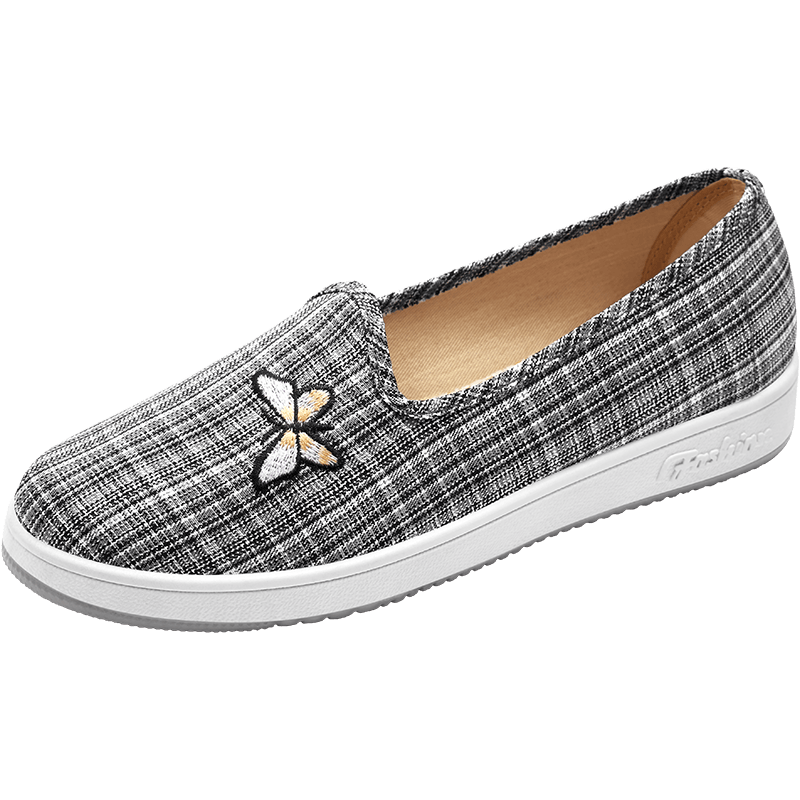 レディーススリッポン 蝶飾り付きチェック柄レディーススリッポン