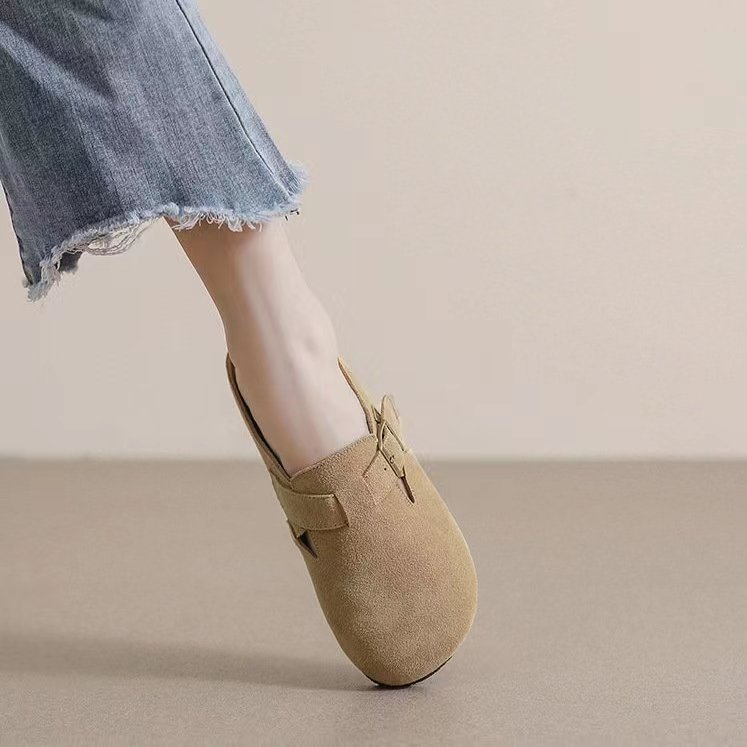 レディーススリッポン 幅広設計かかとなしフラットスリッパ靴