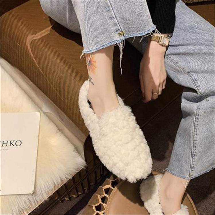 レディーススリッポン 幅広対応 ふわふわ裏起毛 厚底 もこもこスリッパ