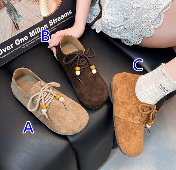 レディーススリッポン 幅広対応 丸つま先合皮ローファー風フラット靴