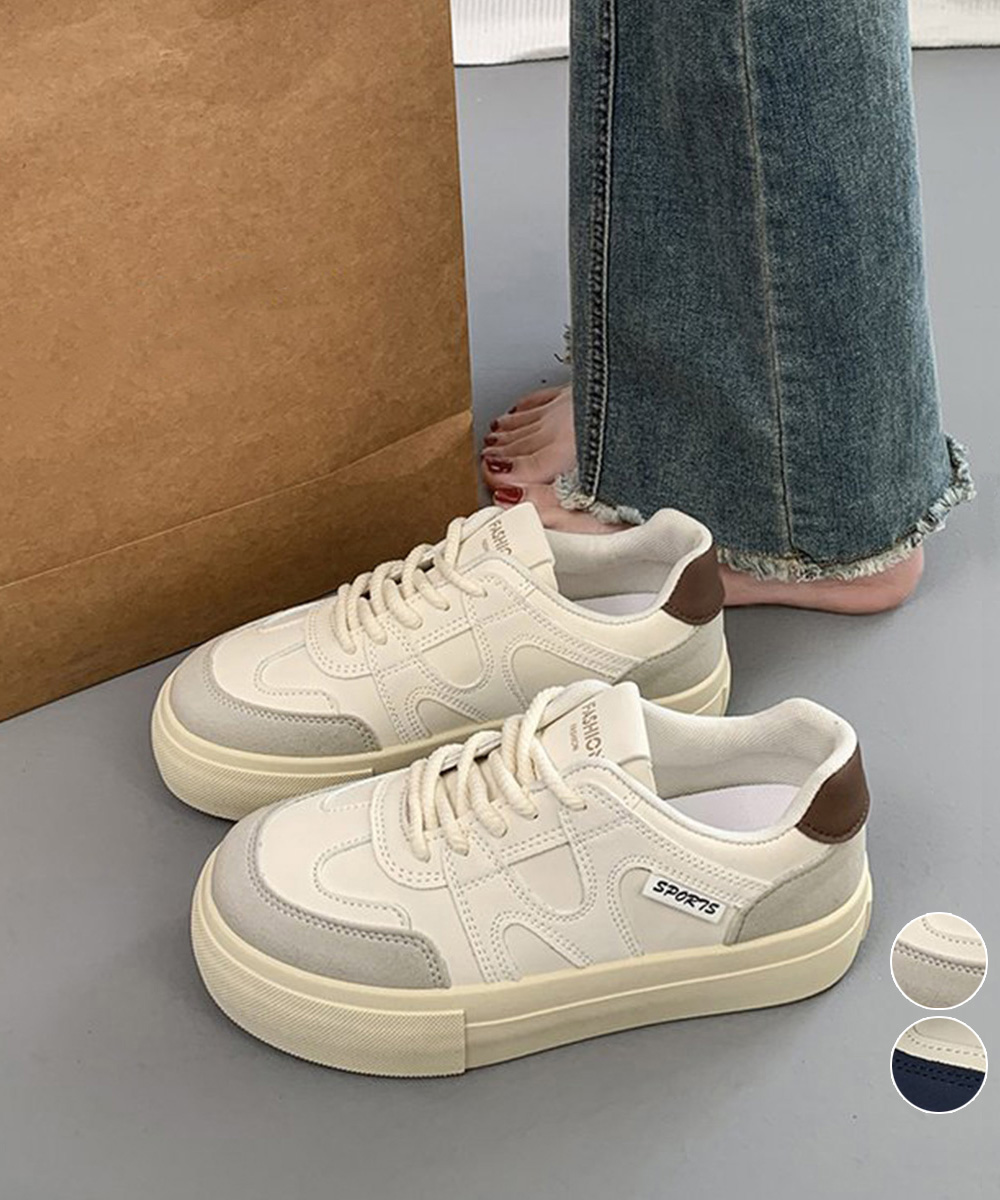 レディーススリッポン 厚底 紐付きローカット韓国風靴