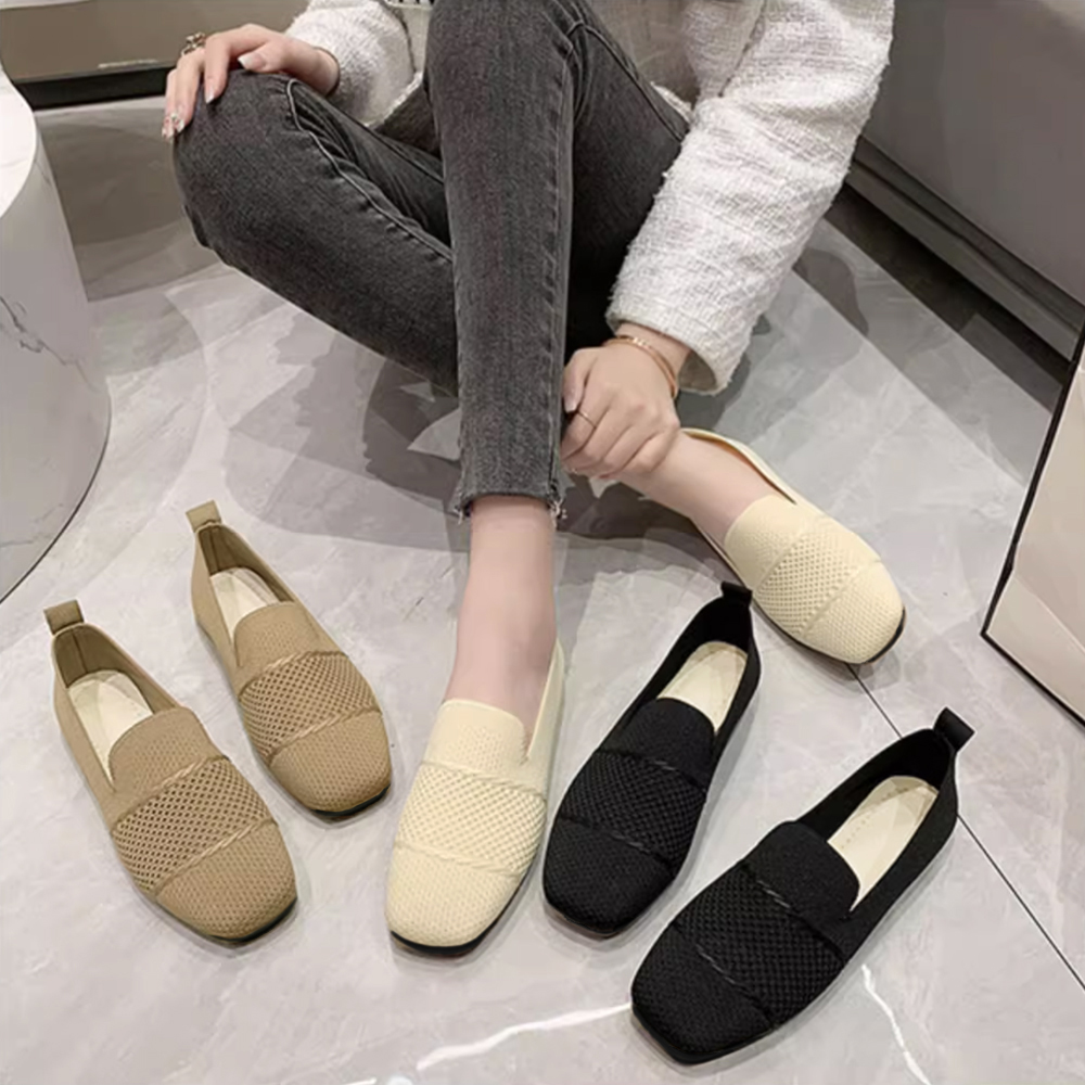 レディーススリッポン 通気性メッシュ厚底スリッポン軽量パンプス