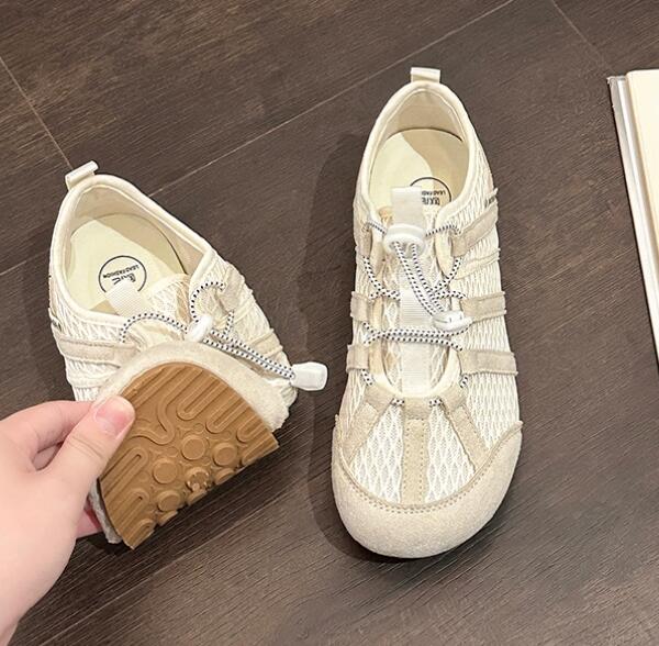 レディーススリッポン 厚底メッシュ運動靴 透湿韓国風レトロスニーカー