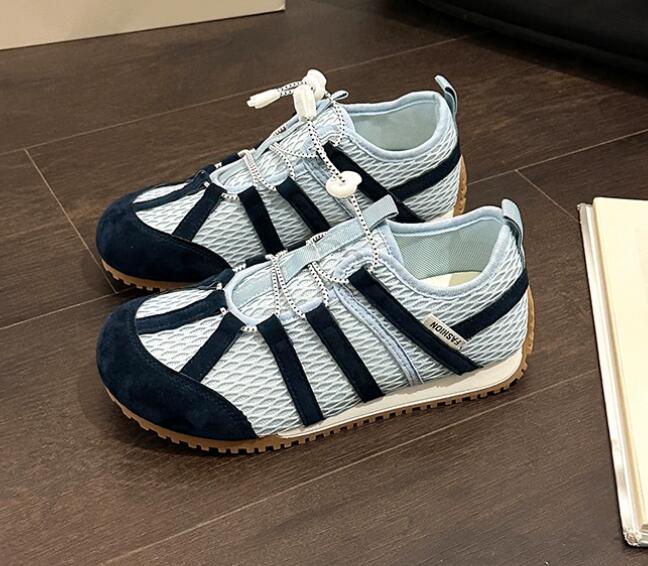 レディーススリッポン 厚底メッシュ運動靴 透湿韓国風レトロスニーカー