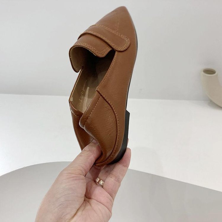 レディーススリッポン 幅広スクエアトゥ ぺたんこ フラット靴 韓国風 柔らか