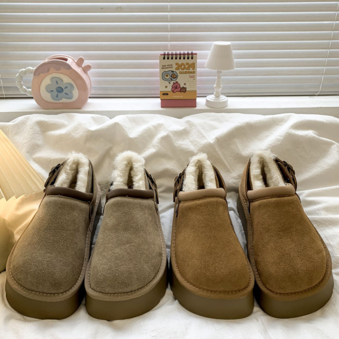 レディーススリッポン 厚底ムートン風ブーツ レディース裏ボア暖か靴