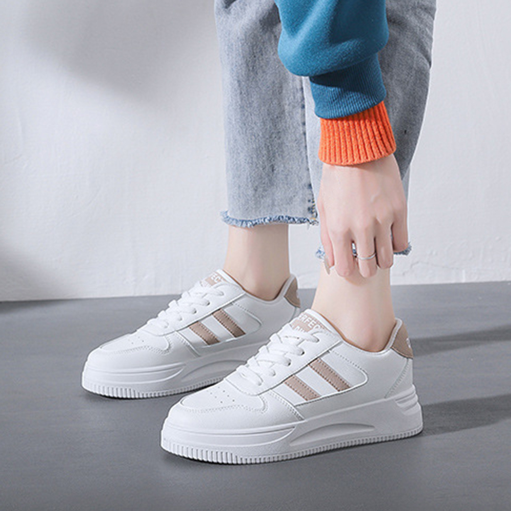 レディーススリッポン 厚底ローカット白スニーカー レディース韓国風