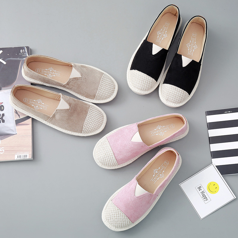 レディーススリッポン 編み込みつま先デザイン快適歩行レディーススリッポン