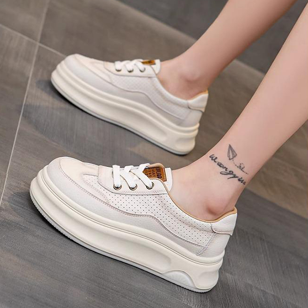 レディーススリッポン 厚底レザー調運動靴 通気性抜群 美脚効果 4センチ身長アップ