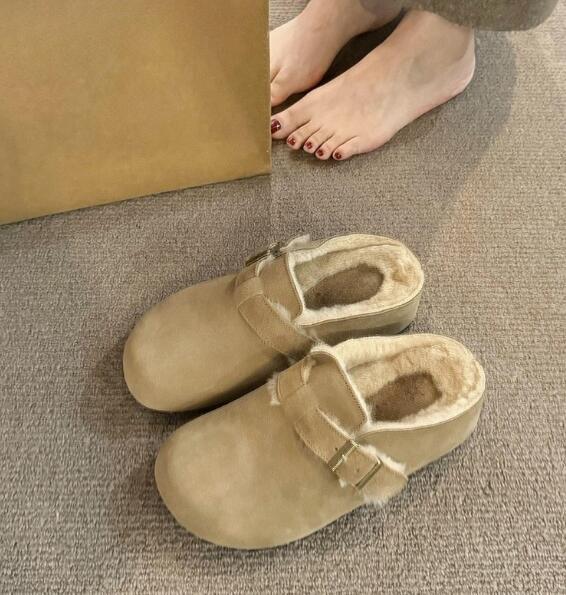 レディーススリッポン 幅広ボア裏起毛スリッポン レディース靴