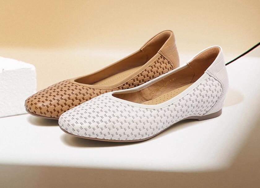 レディーススリッポン 高品質本革編み込みスリッポン レディース靴２色展開