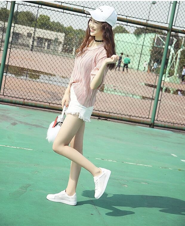 レディーススリッポン 厚底メッシュ運動靴 白 脱ぎ履き簡単 美脚効果 レディース