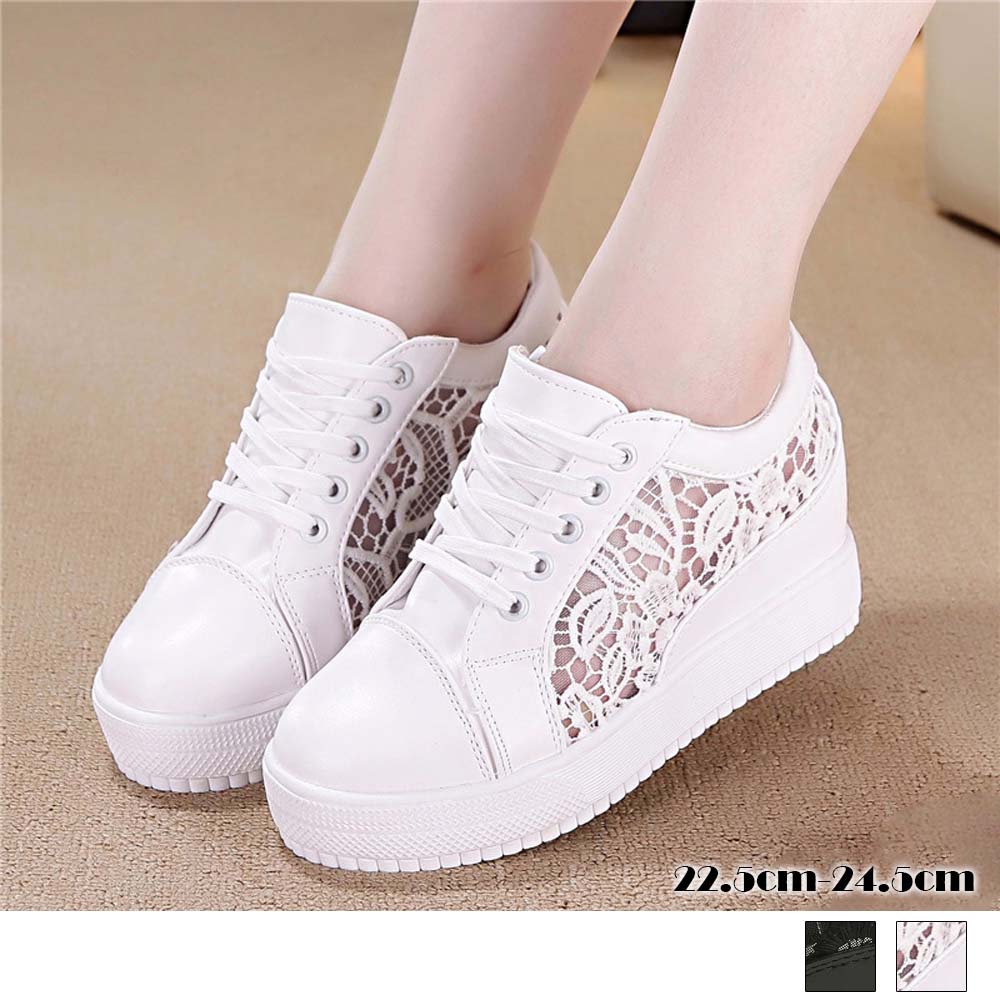 レディーススリッポン 厚底レース切り替えインヒール運動靴 女性用