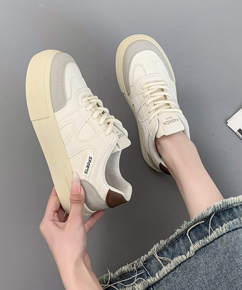 レディーススリッポン 厚底 紐付きローカット韓国風靴