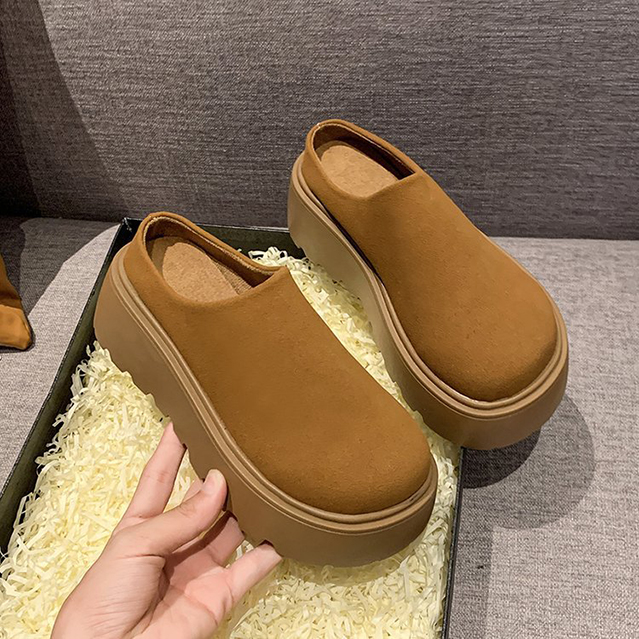 レディーススリッポン 新作厚底ムートン調裏ボアミュールレディース靴