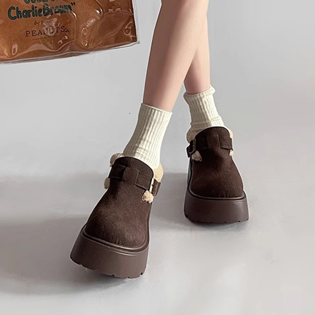 レディーススリッポン レディース ムートン調 厚底 ショートブーツ 裏ボア 暖かい 美脚