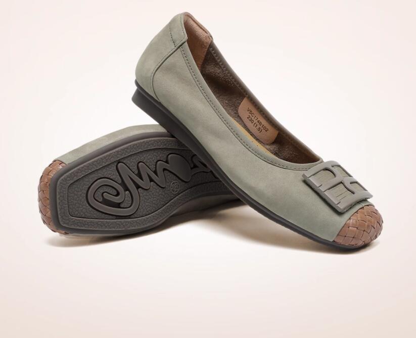 レディーススリッポン 高品質 四角飾り付き二色展開