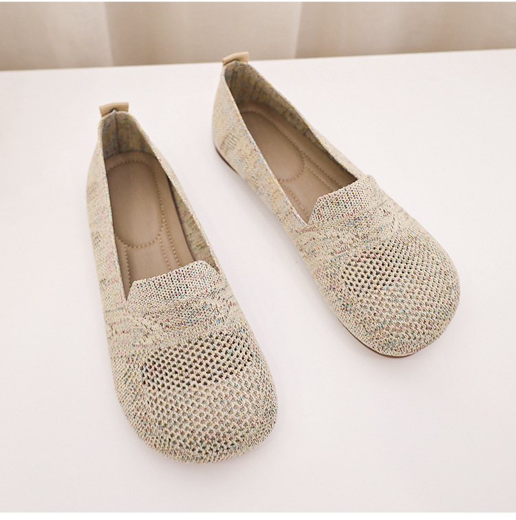 レディーススリッポン 幅広対応ソフトニット素材の楽ちんきれいめミュール靴