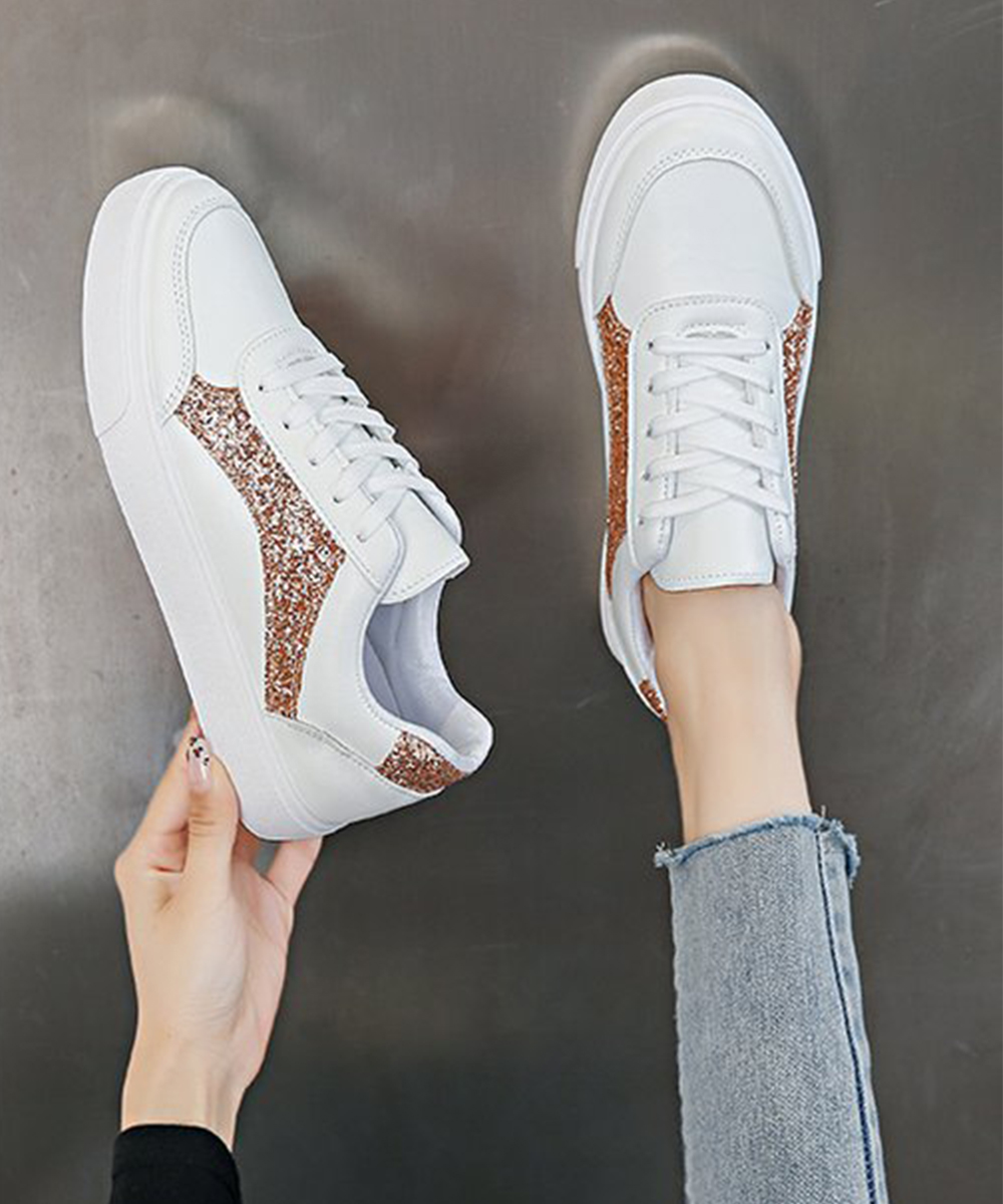 レディーススリッポン 厚底スパンコールスニーカー 美脚ローカット靴
