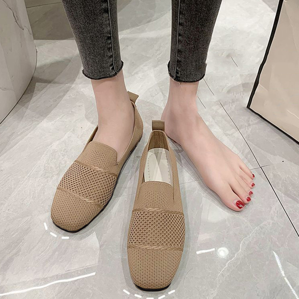 レディーススリッポン 通気性メッシュ厚底スリッポン軽量パンプス