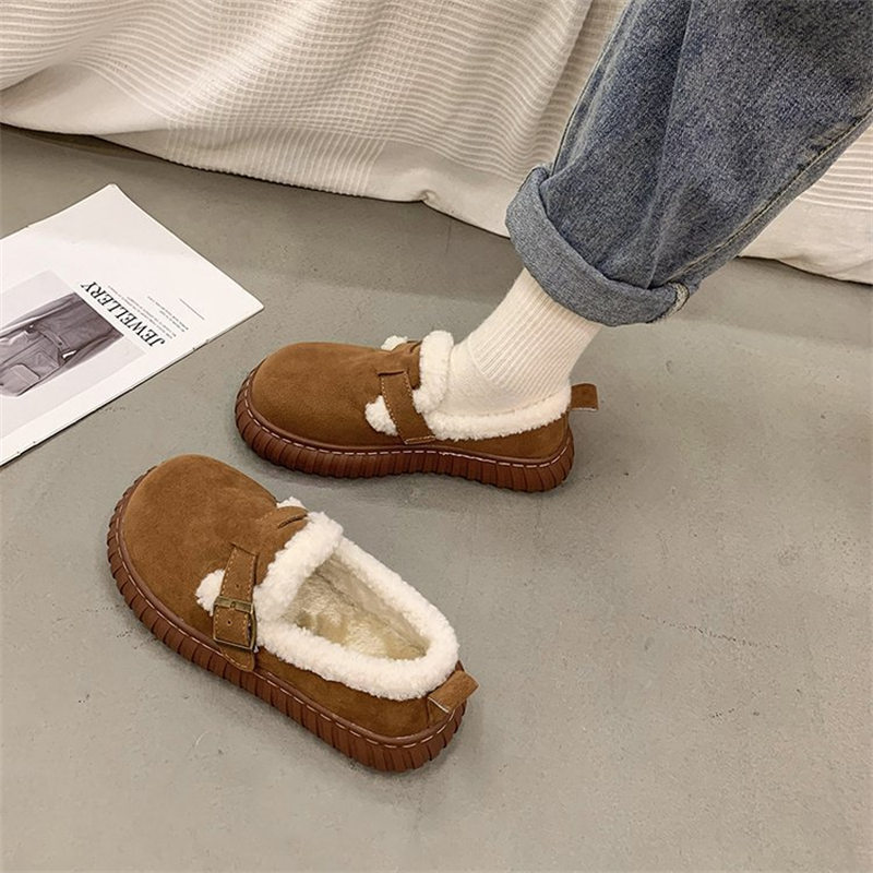 レディーススリッポン 幅広対応 裏起毛ふわふわ綿靴 おしゃれ暖かシューズ