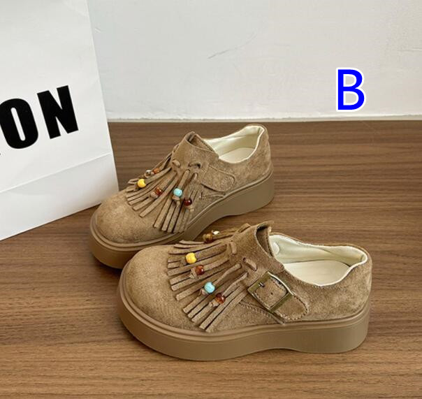 レディーススリッポン 厚底フリンジローファー レディース靴 カラービーズ付き