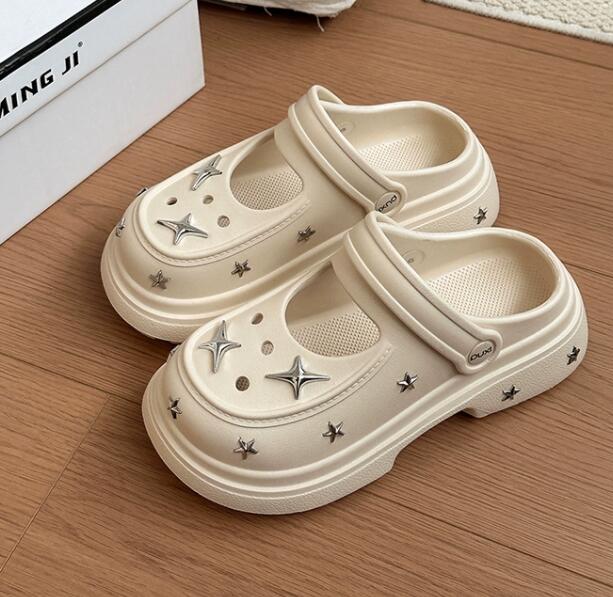 レディーススリッポン 幅広対応女性用厚底つっかけサンダル お出かけ履き