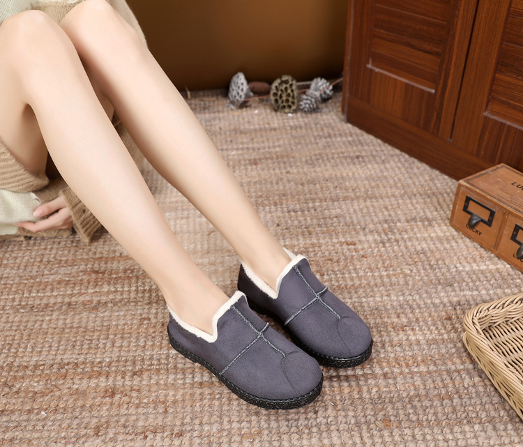 レディーススリッポン 暖か裏起毛付き幅広設計冬用レディーススリッポン
