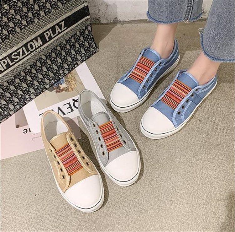 レディーススリッポン 防水ステッチング丸先カジュアル学生スリッポン