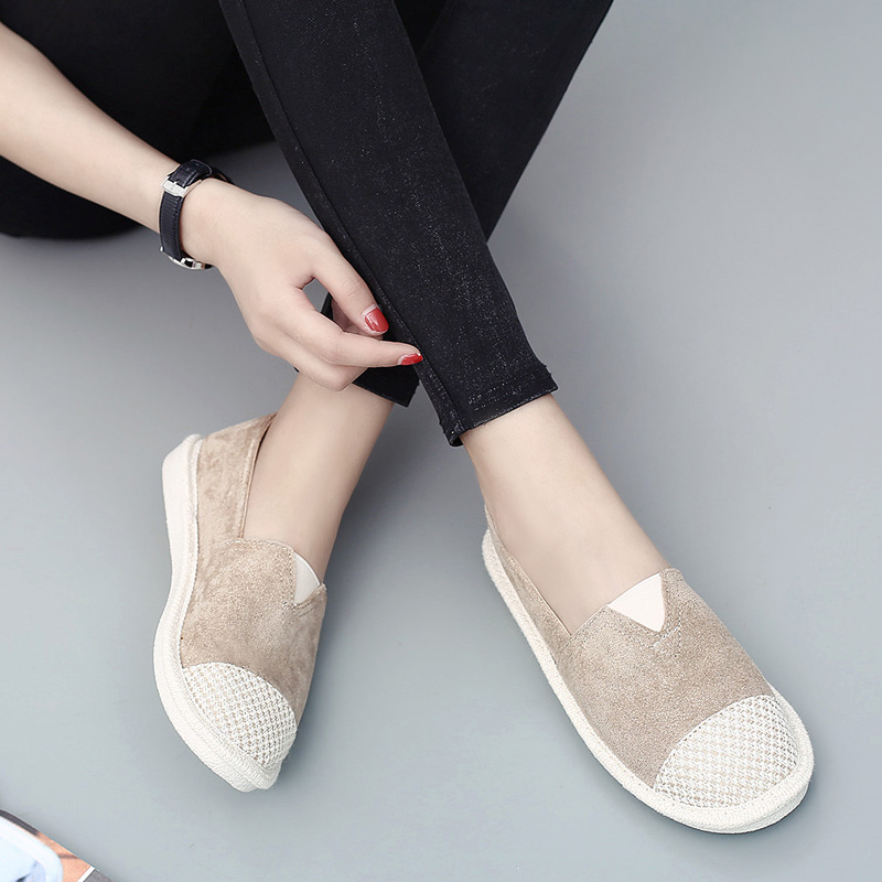 レディーススリッポン 編み込みつま先デザイン快適歩行レディーススリッポン