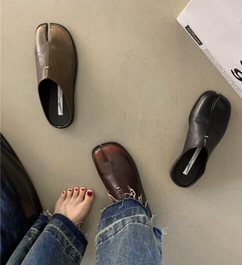 レディーススリッポン フラット革つっかけパンプス お出かけ用