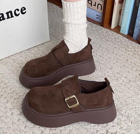 レディーススリッポン 厚底スリッポン レディース 丸トゥ ベルト付き 靴