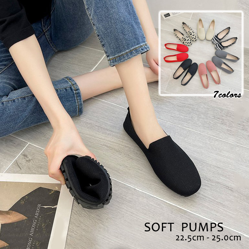 レディーススリッポン 幅広レディースパンプス やわらか軽量平底靴 滑り止め歩きやすい