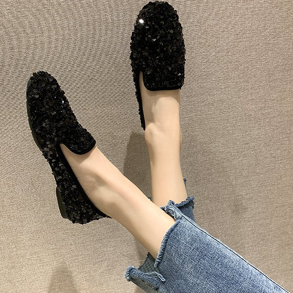 レディーススリッポン 幅広対応 スパンコール フラット スリッポン レディース 靴