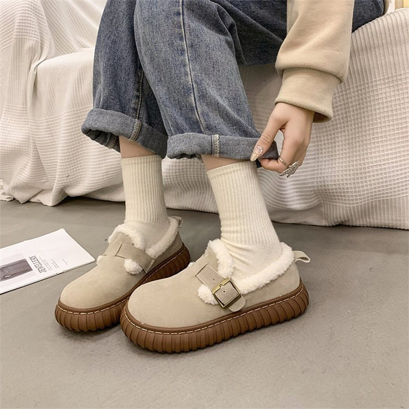 レディーススリッポン 幅広対応 裏起毛ふわふわ綿靴 おしゃれ暖かシューズ